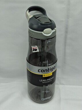 Contigo 32oz Ashland Autospout Straw Travel Water Bottle Smoke Gray, New